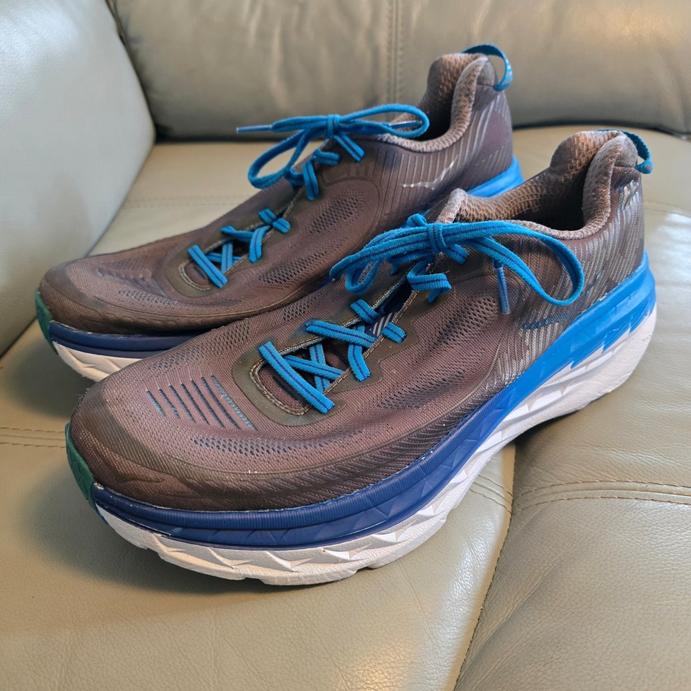 Hoka One One Bondi 5 Mens Running Shoes Grey Blue‎ 1014757 CGTB Size 12